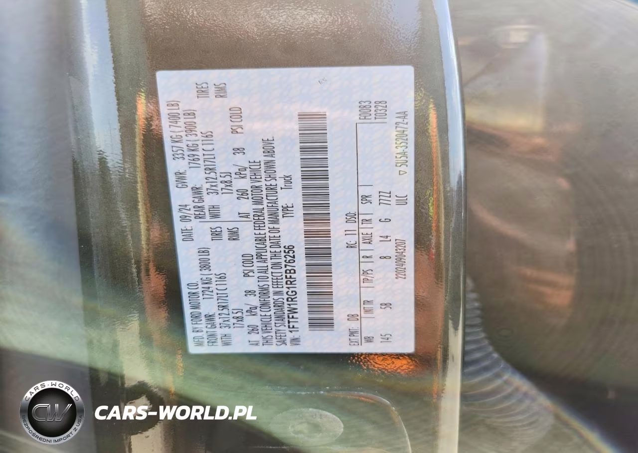 2024 Ford F150 Raptor VIN:1FTFW1RG1RFB76256 - 12