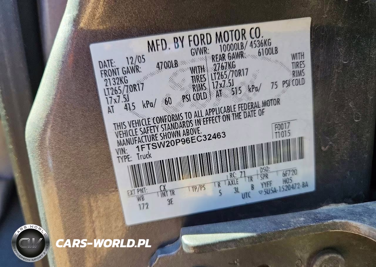 2006 Ford F250 Super Duty VIN:1FTSW20P96EC32463 - 12