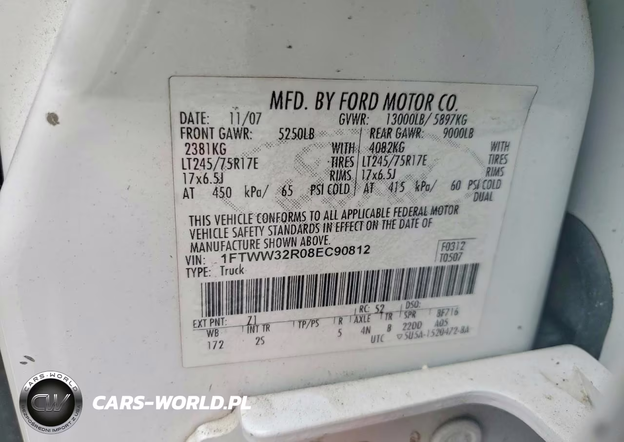 2008 Ford F350 Super Duty VIN:1FTWW32R08EC90812 - 12