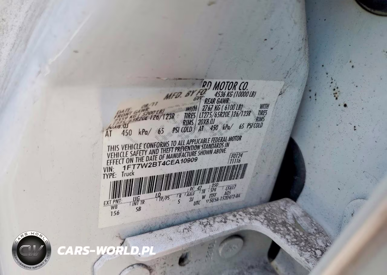 2012 Ford F250 Super Duty VIN:1FT7W2BT4CEA10909 - 12