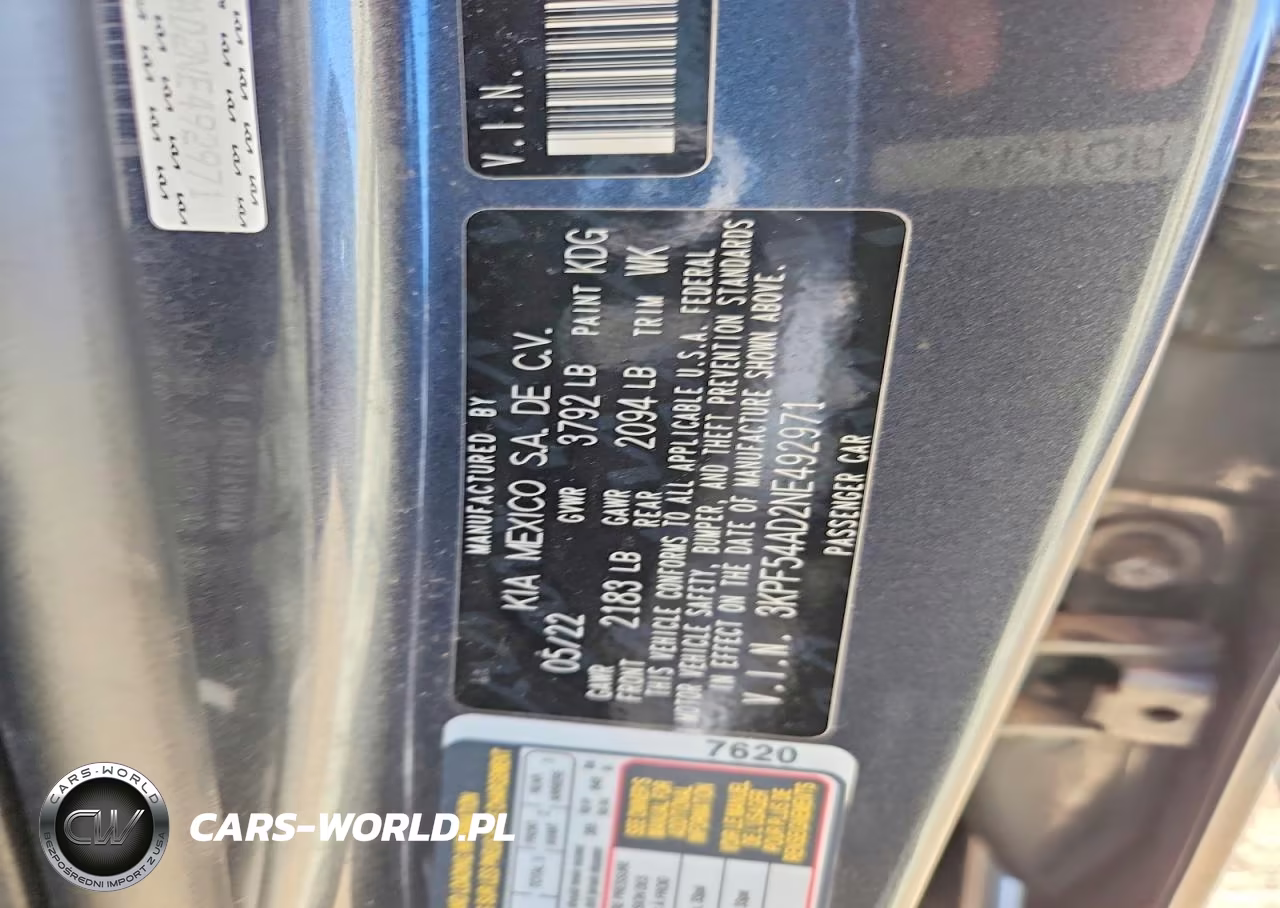 2022 Kia Forte Gt Line VIN:3KPF54AD2NE492971 - 12