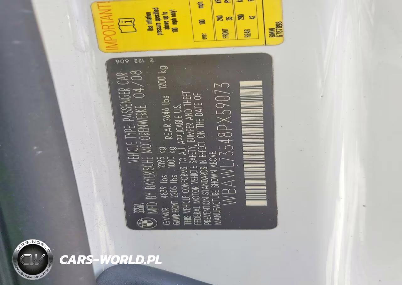 2008 BMW 335 I VIN:WBAWL73548PX59073 - 12