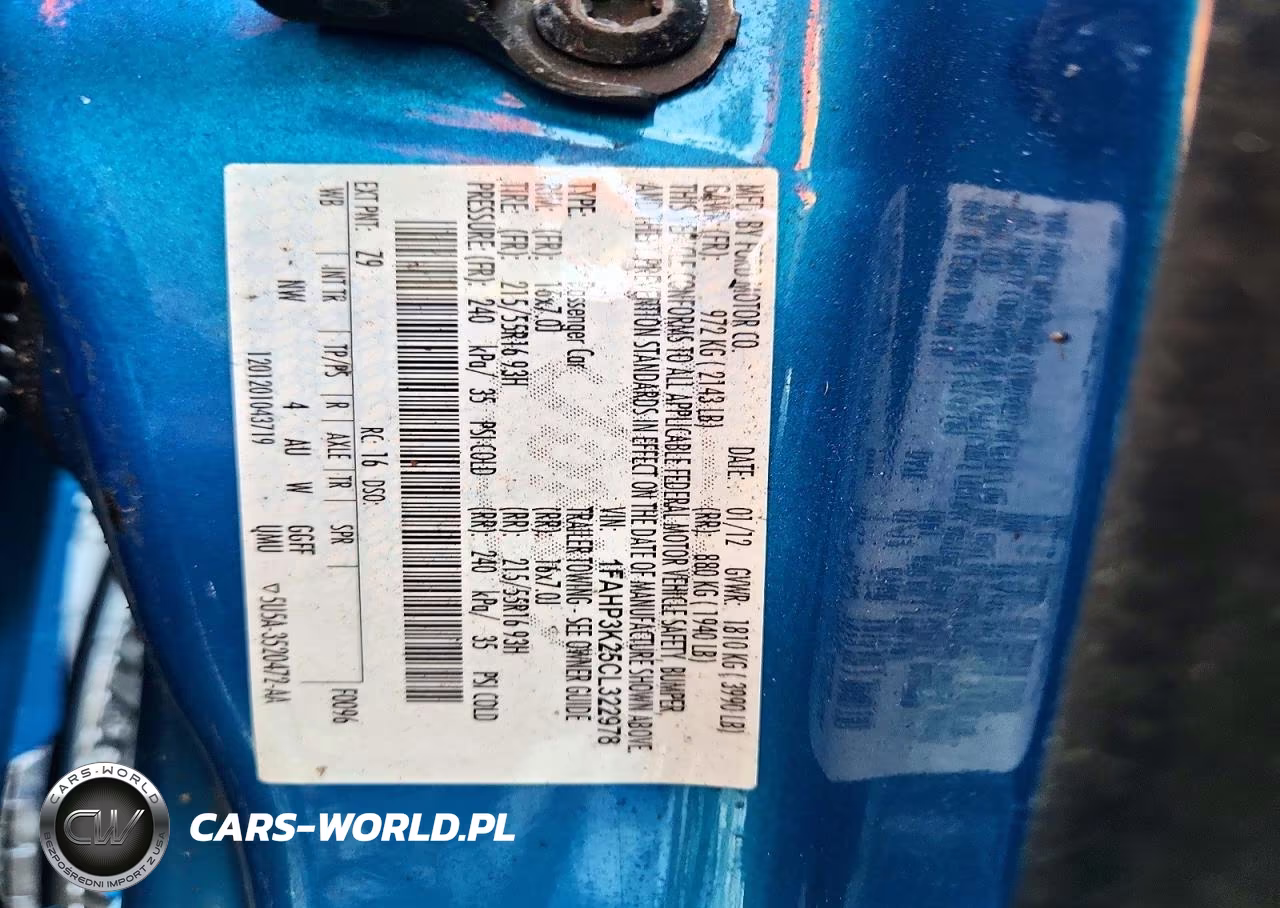 2012 Ford Focus Se VIN:1FAHP3K25CL322978 - 12