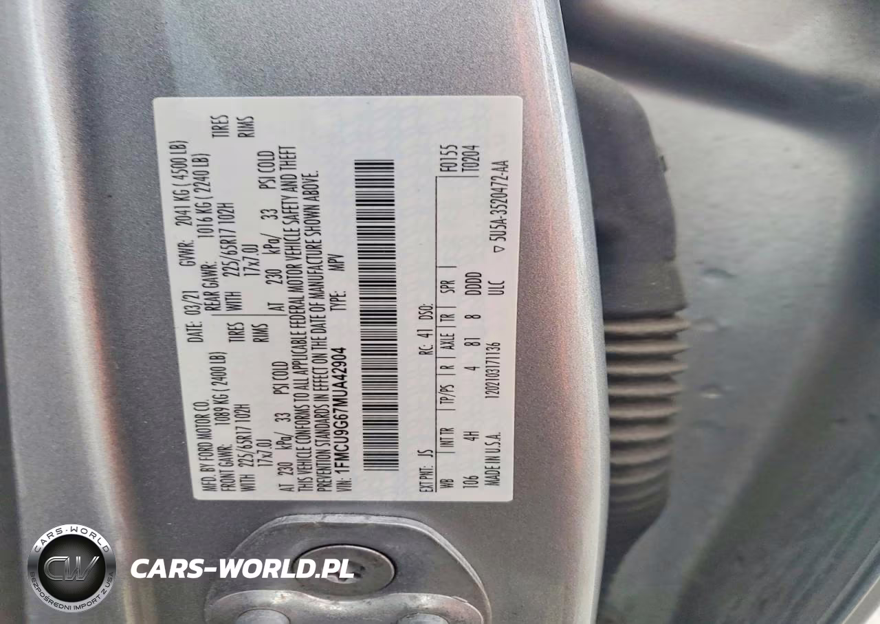2021 Ford Escape Se VIN:1FMCU9G67MUA42904 - 12