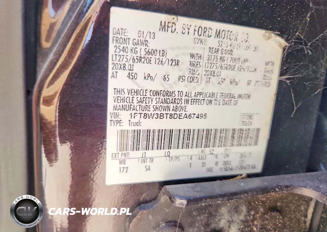 2013 Ford F350 Super Duty VIN:1FT8W3BT8DEA67495 - 12