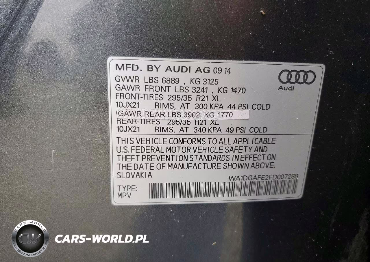 2015 Audi Q7 Prestige VIN:WA1DGAFE2FD007288 - 13