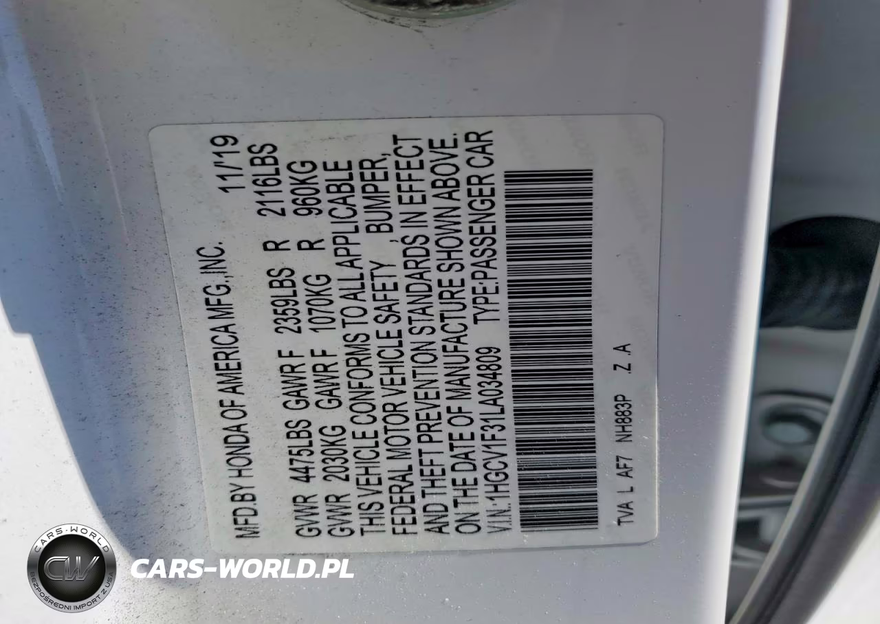 2020 Honda Accord Sport VIN:1HGCV1F31LA034809 - 12