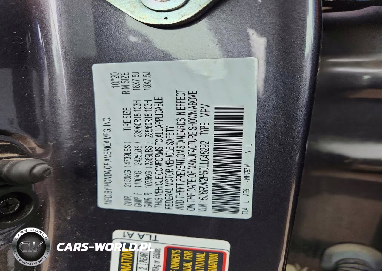 2020 Honda Cr-V Ex VIN:5J6RW2H50LL045292 - 13