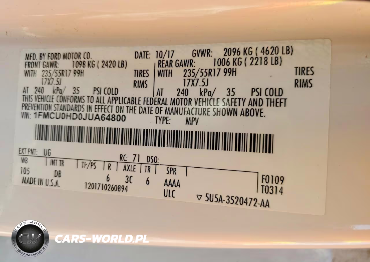 2018 Ford Escape Sel VIN:1FMCU0HD0JUA64800 - 14