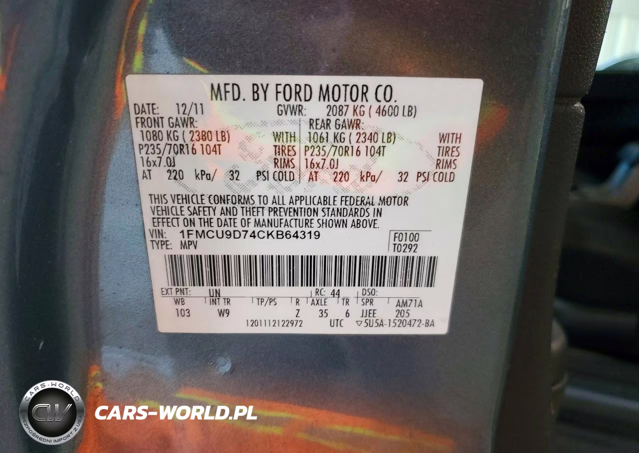 2012 Ford Escape Xlt VIN:1FMCU9D74CKB64319 - 13