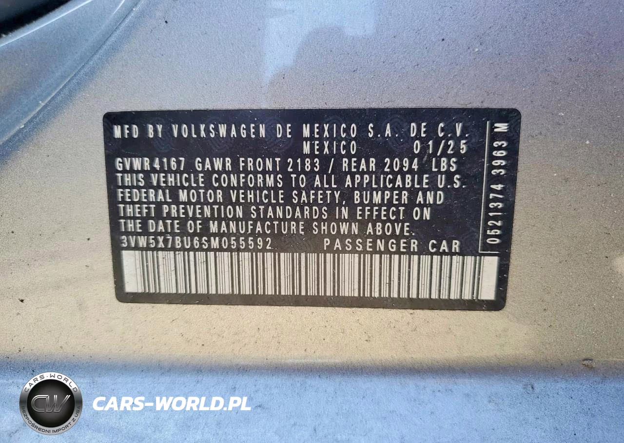 2025 Volkswagen Jetta S VIN:3VW5X7BU6SM055592 - 12