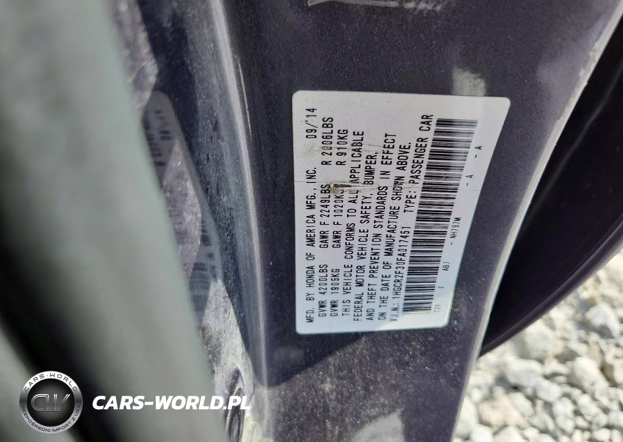 2015 Honda Accord Lx VIN:1HGCR2F30FA017451 - 12