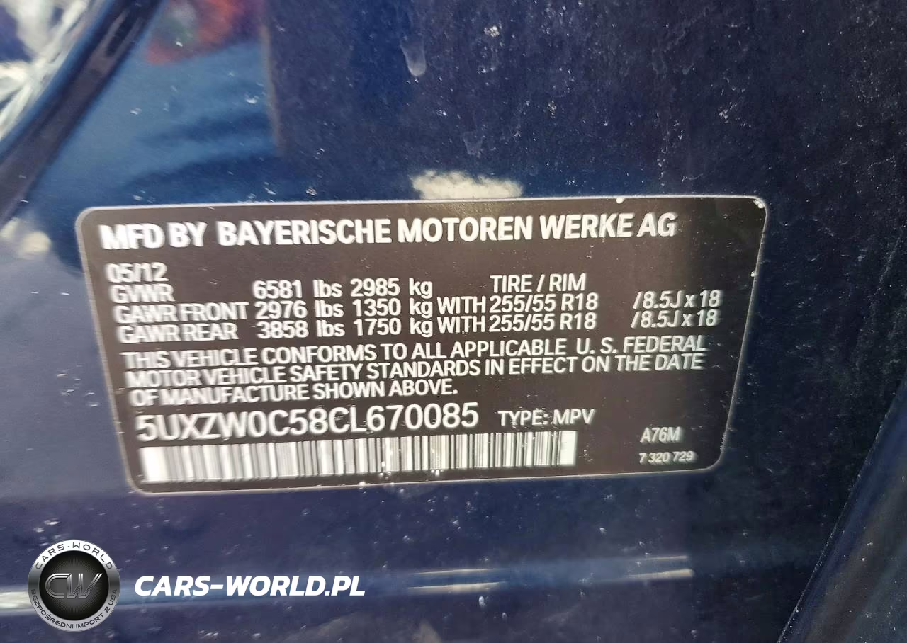 2012 BMW X5 xDrive35D VIN:5UXZW0C58CL670085 - 13
