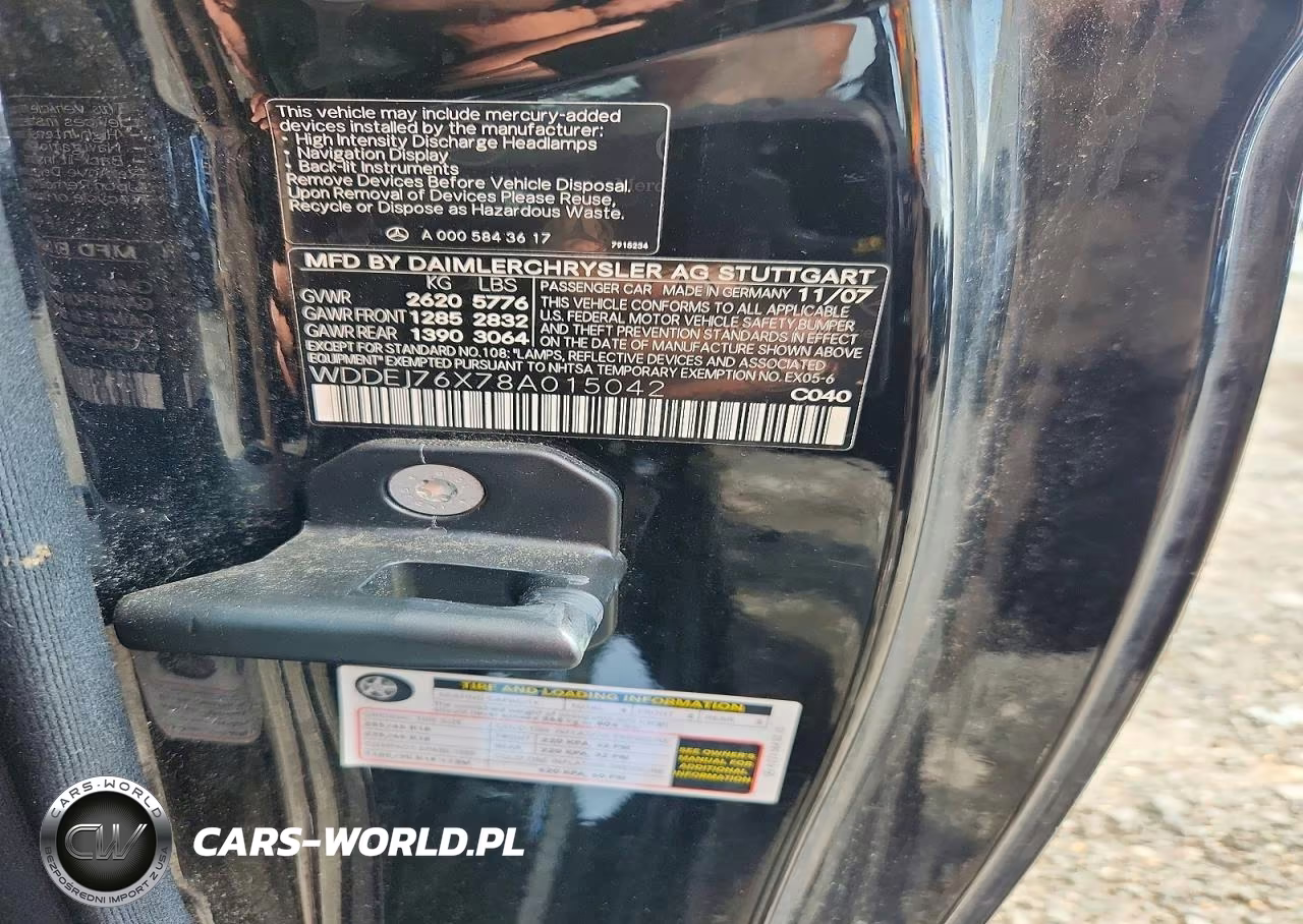 2008 Mercedes-Benz Cl 600 VIN:WDDEJ76X78A015042 - 12