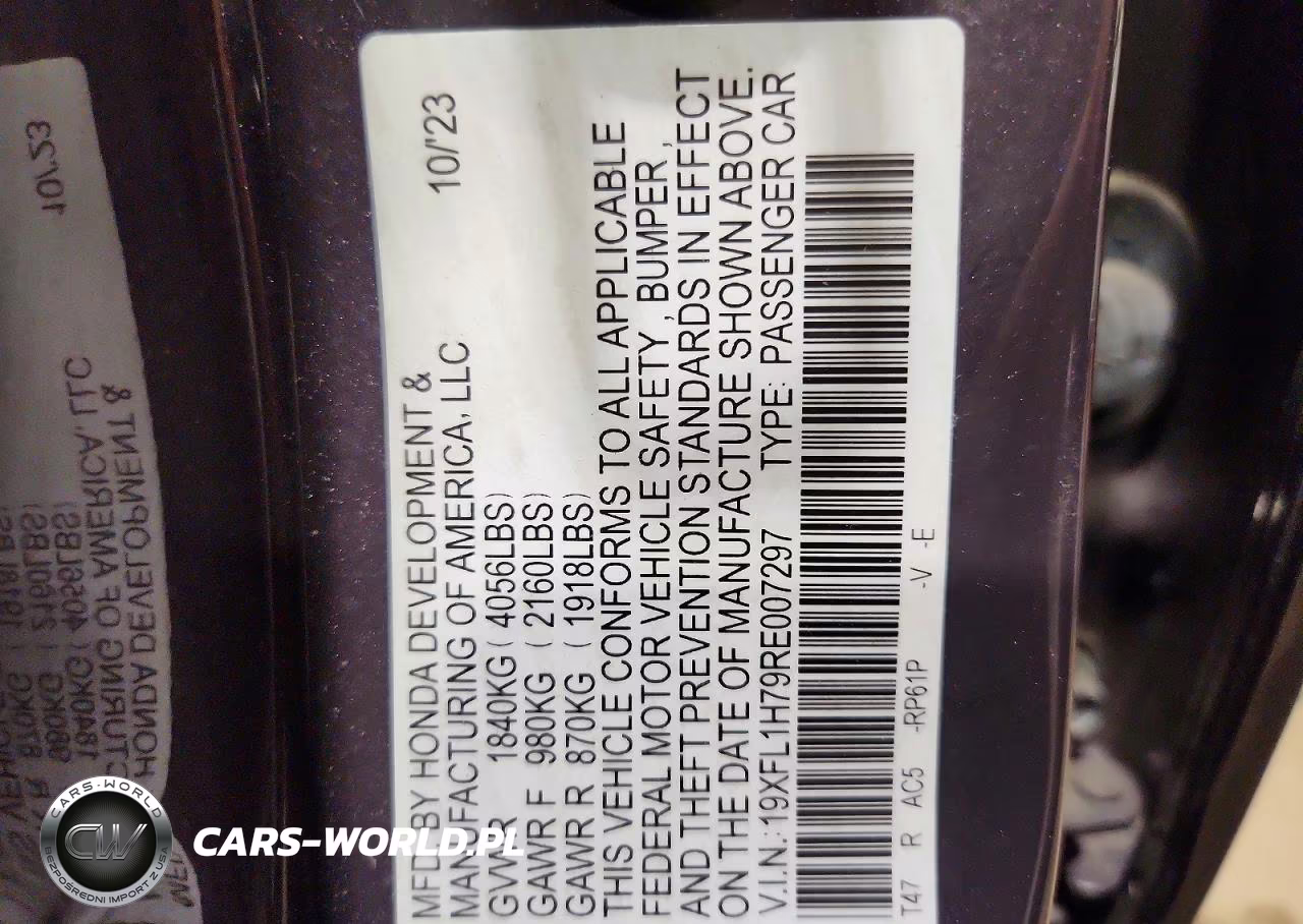2024 Honda Civic Exl VIN:19XFL1H79RE007297 - 12