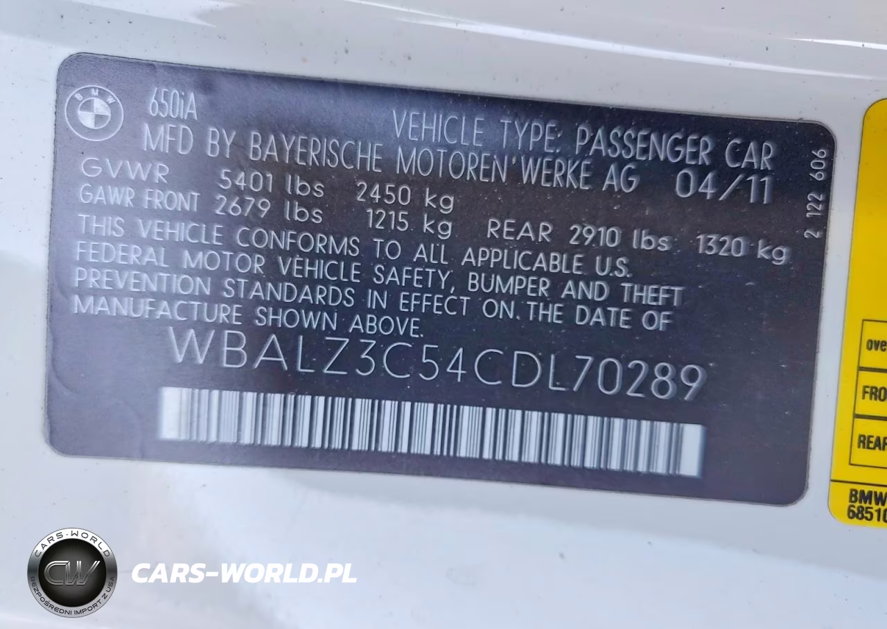 2012 BMW 650 I VIN:WBALZ3C54CDL70289 - 12