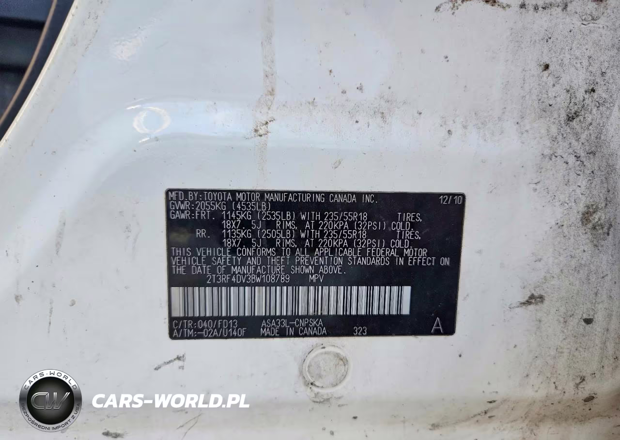 2011 Toyota Rav4 Sport VIN:2T3RF4DV3BW108789 - 12