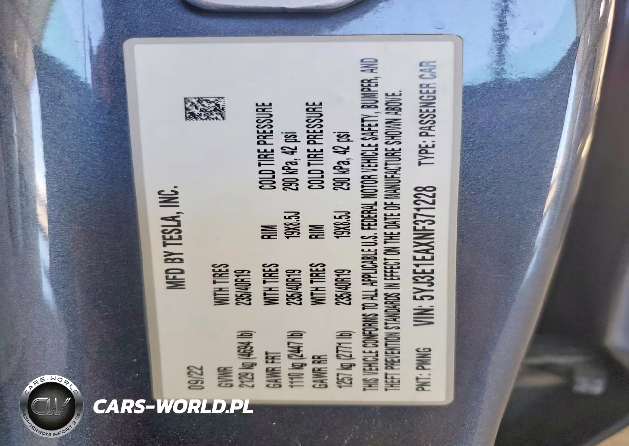 2022 Tesla Model 3 VIN:5YJ3E1EAXNF371228 - 13