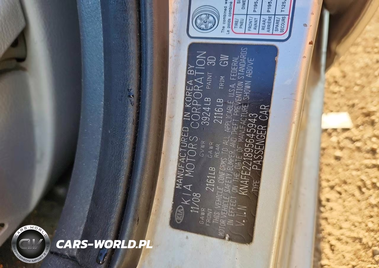 2009 Kia Spectra Lx VIN:KNAFE221895645943 - 12