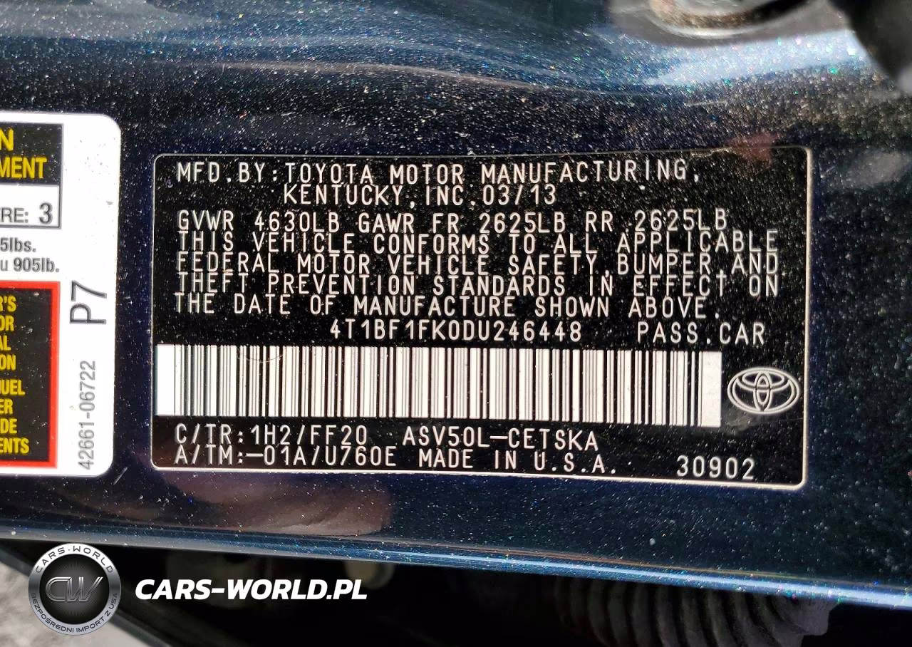 2013 Toyota Camry Se VIN:4T1BF1FK0DU246448 - 13