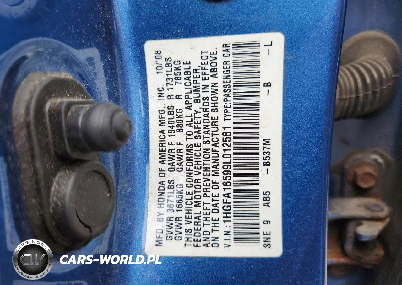 2009 Honda Civic Lx VIN:1HGFA16599L012581 - 12