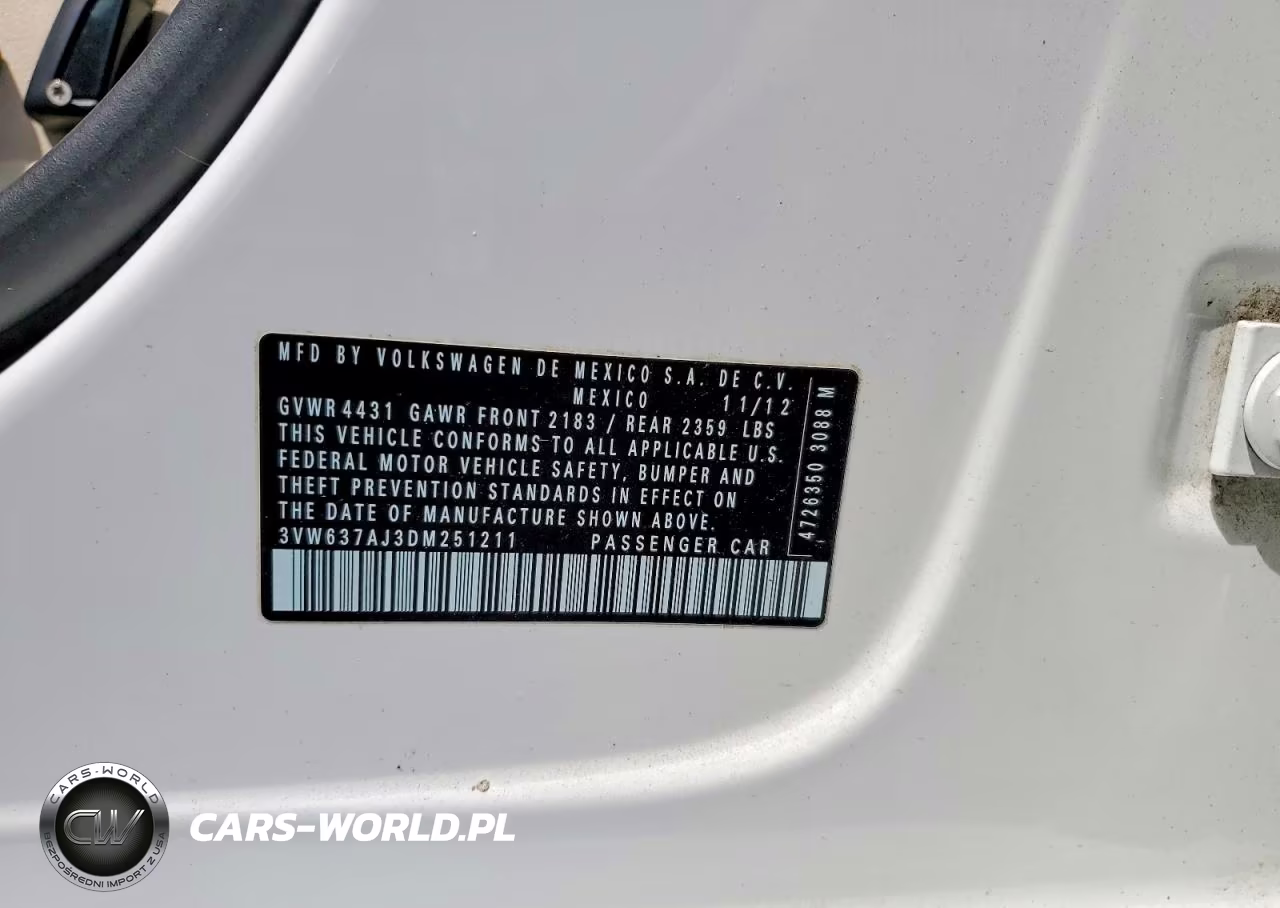 2013 Volkswagen Jetta Hybrid VIN:3VW637AJ3DM251211 - 12