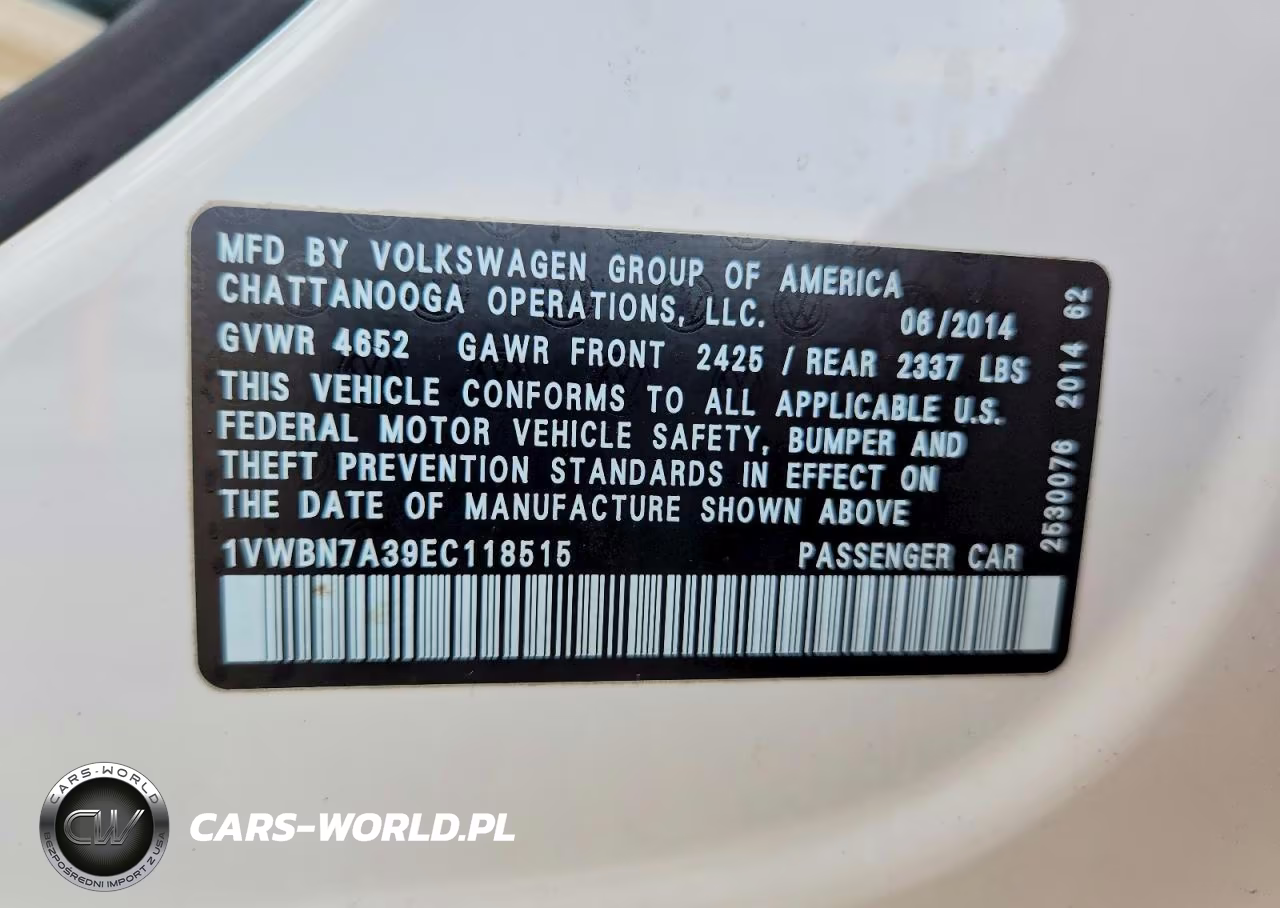 2014 Volkswagen Passat Se VIN:1VWBN7A39EC118515 - 12