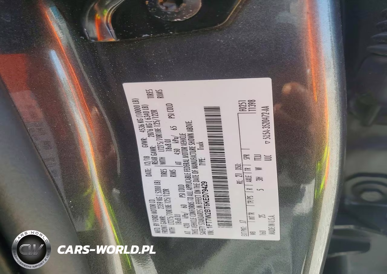 2019 Ford F250 Super Duty VIN:1FT7W2BT6KED79429 - 12