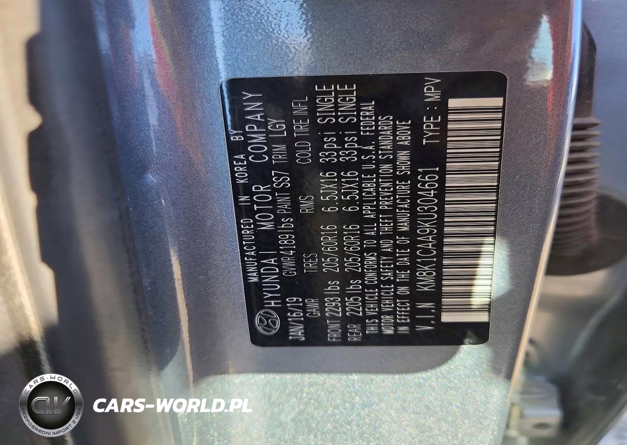 2019 Hyundai Kona Se VIN:KM8K1CAA9KU304661 - 12