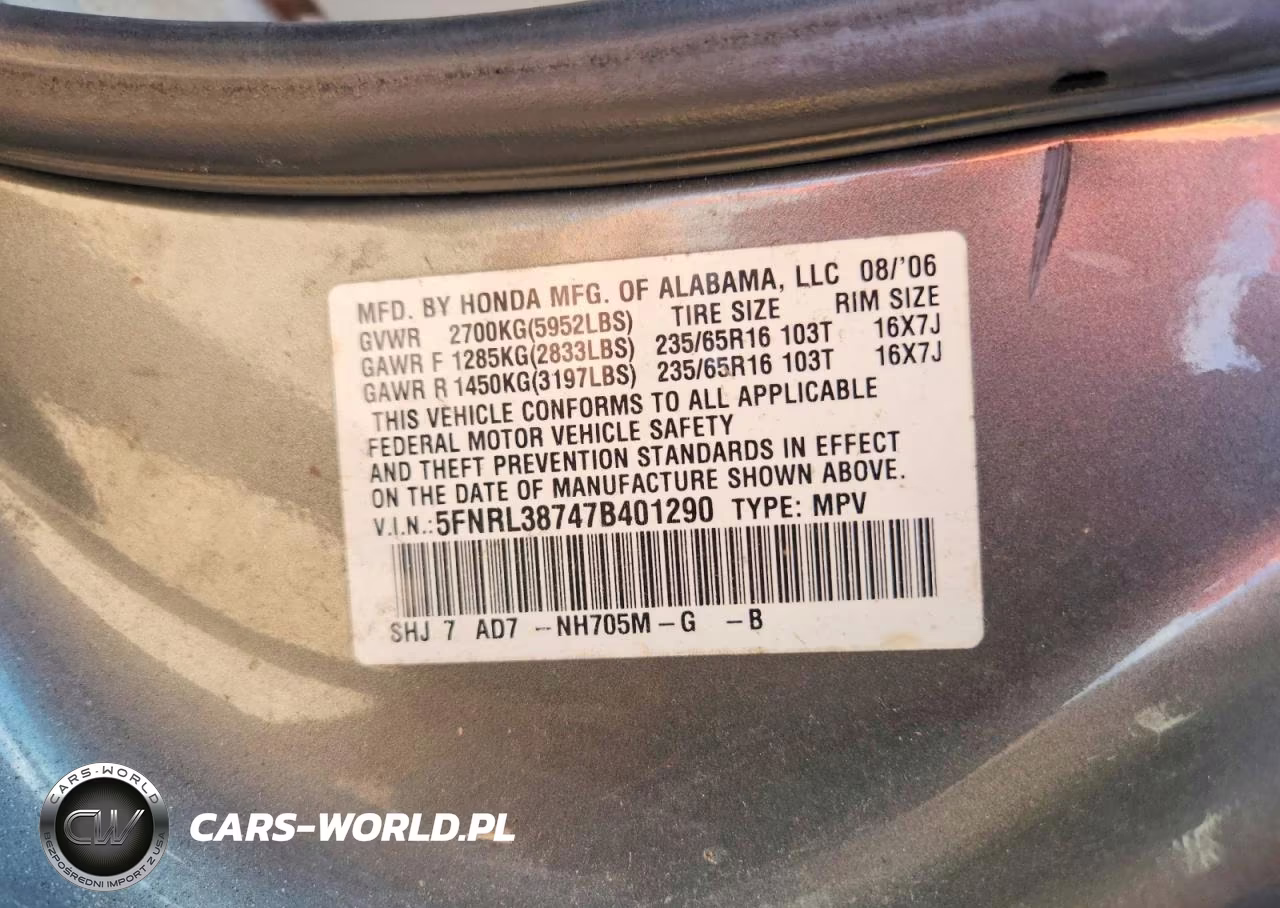 2007 Honda Odyssey Exl VIN:5FNRL38747B401290 - 13