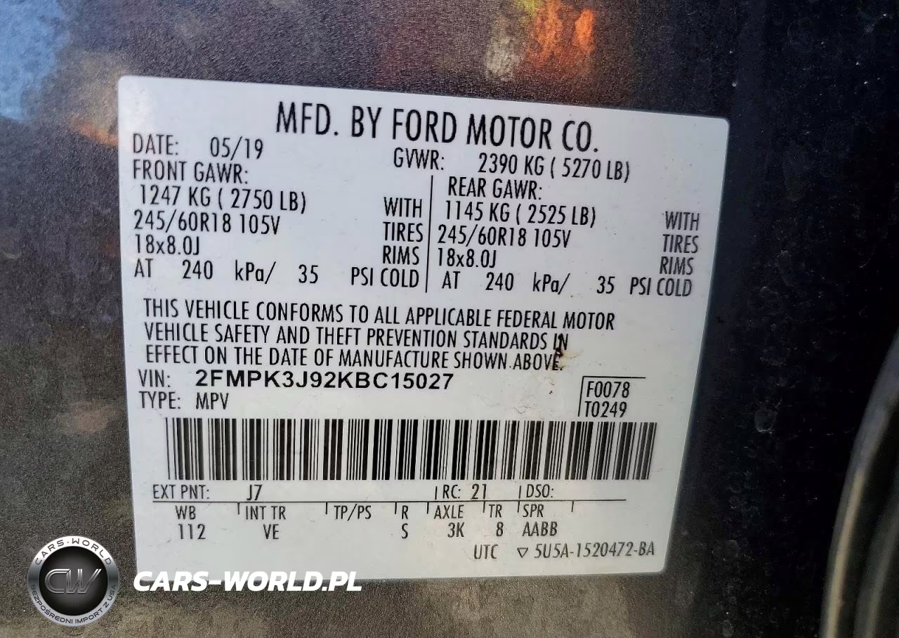 2019 Ford Edge Sel VIN:2FMPK3J92KBC15027 - 14