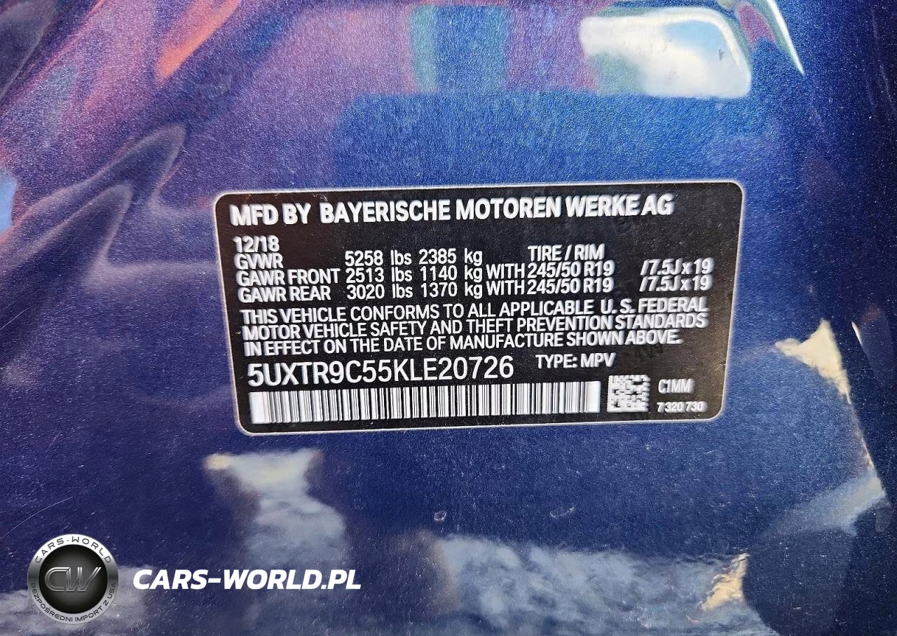 2019 BMW X3 xDrive30I VIN:5UXTR9C55KLE20726 - 12