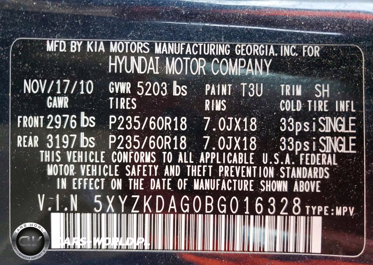 2011 Hyundai Santa Fe Limited VIN:5XYZKDAG0BG016328 - 13