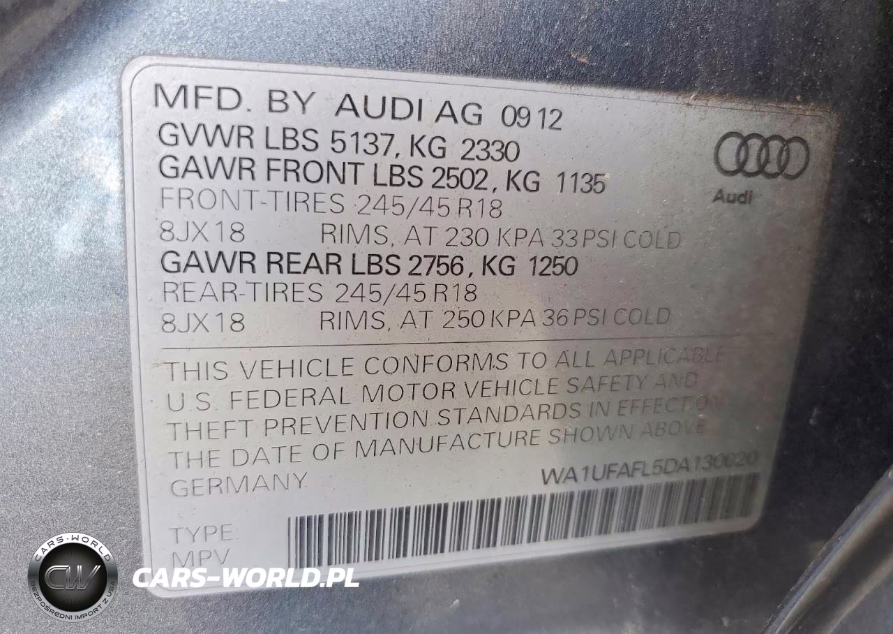 2013 Audi Allroad VIN:WA1UFAFL5DA130020 - 12