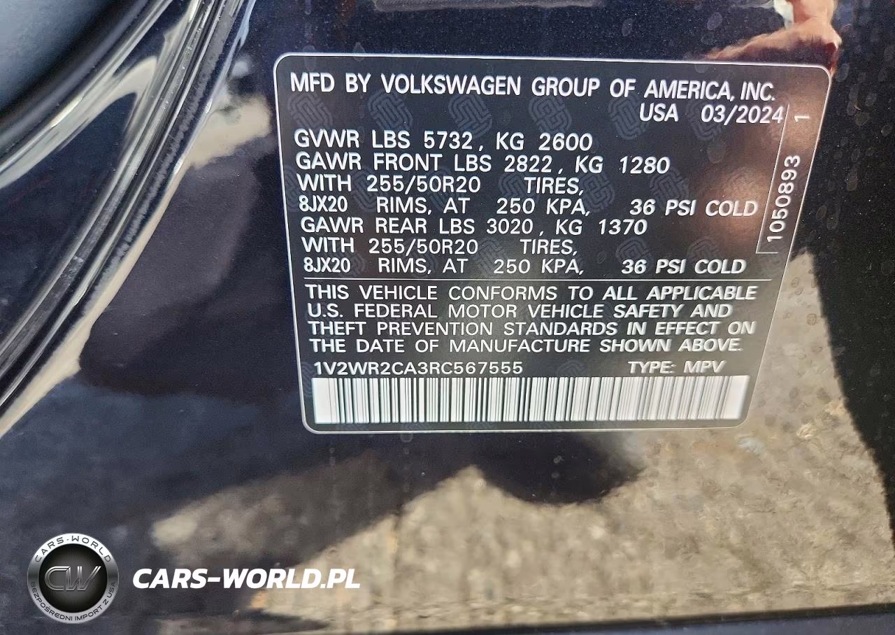 2024 Volkswagen Atlas Se VIN:1V2WR2CA3RC567555 - 12