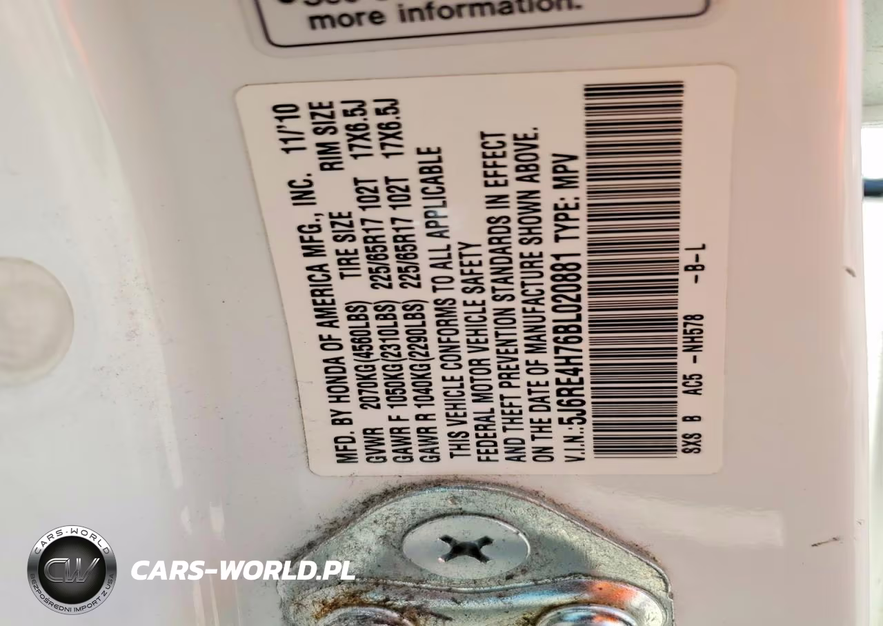 2011 Honda Cr-V Exl VIN:5J6RE4H76BL020881 - 12