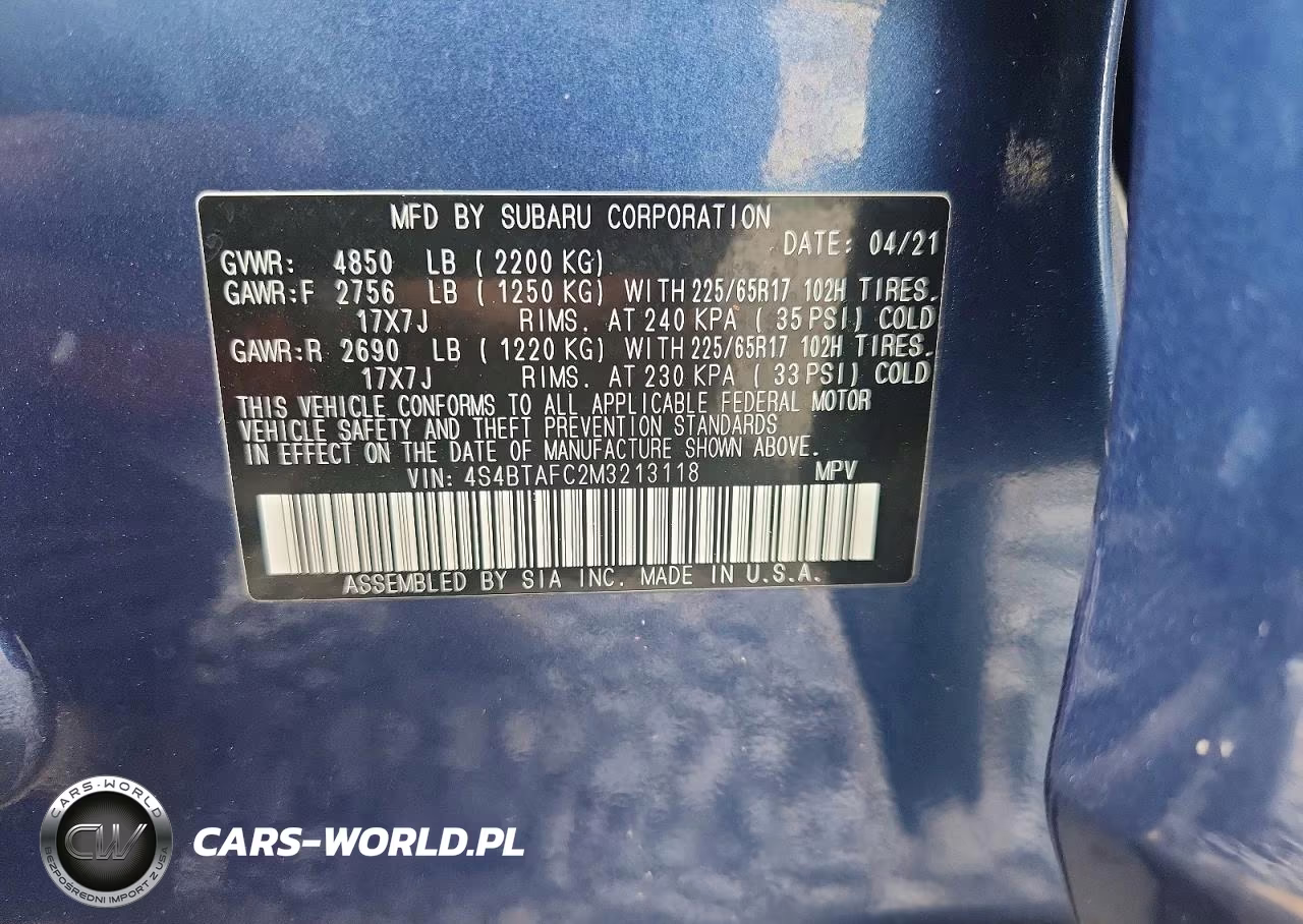 2021 Subaru Outback Premium VIN:4S4BTAFC2M3213118 - 12