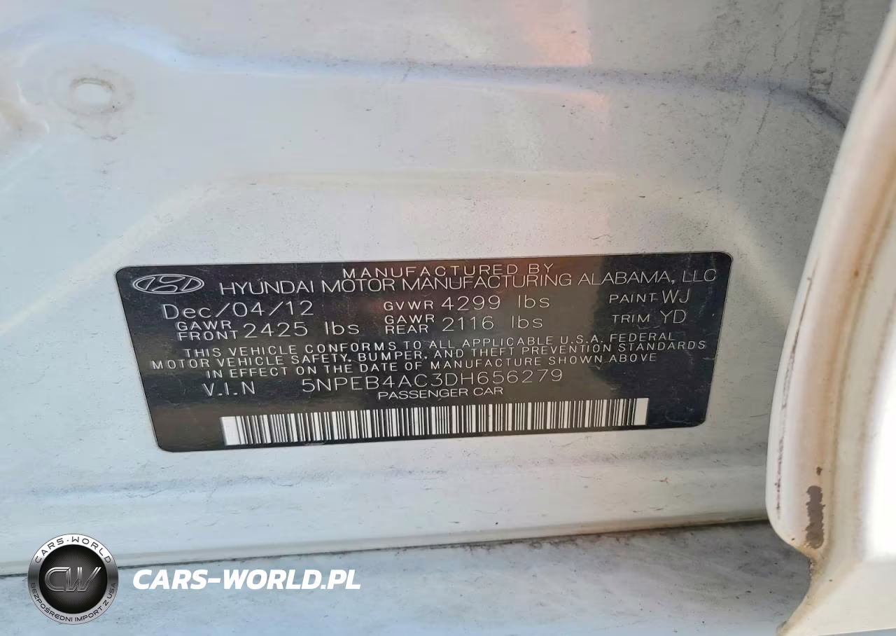 2013 Hyundai Sonata Gls VIN:5NPEB4AC3DH656279 - 12