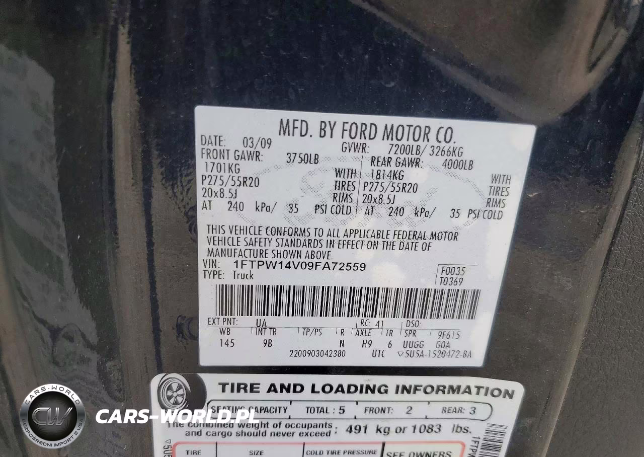 2009 Ford F150 Supercrew VIN:1FTPW14V09FA72559 - 12