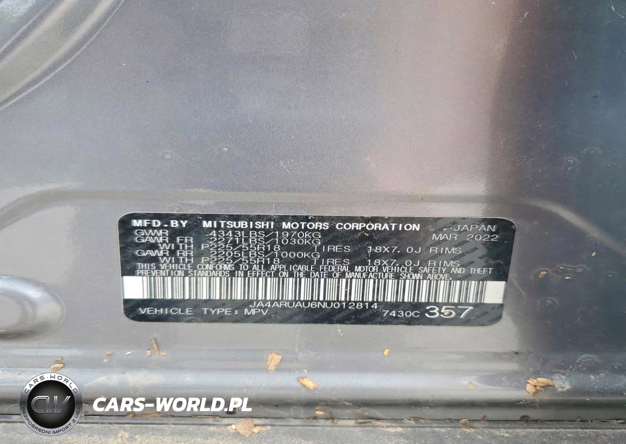 2022 Mitsubishi Outlander Sport Es VIN:JA4ARUAU6NU012814 - 12