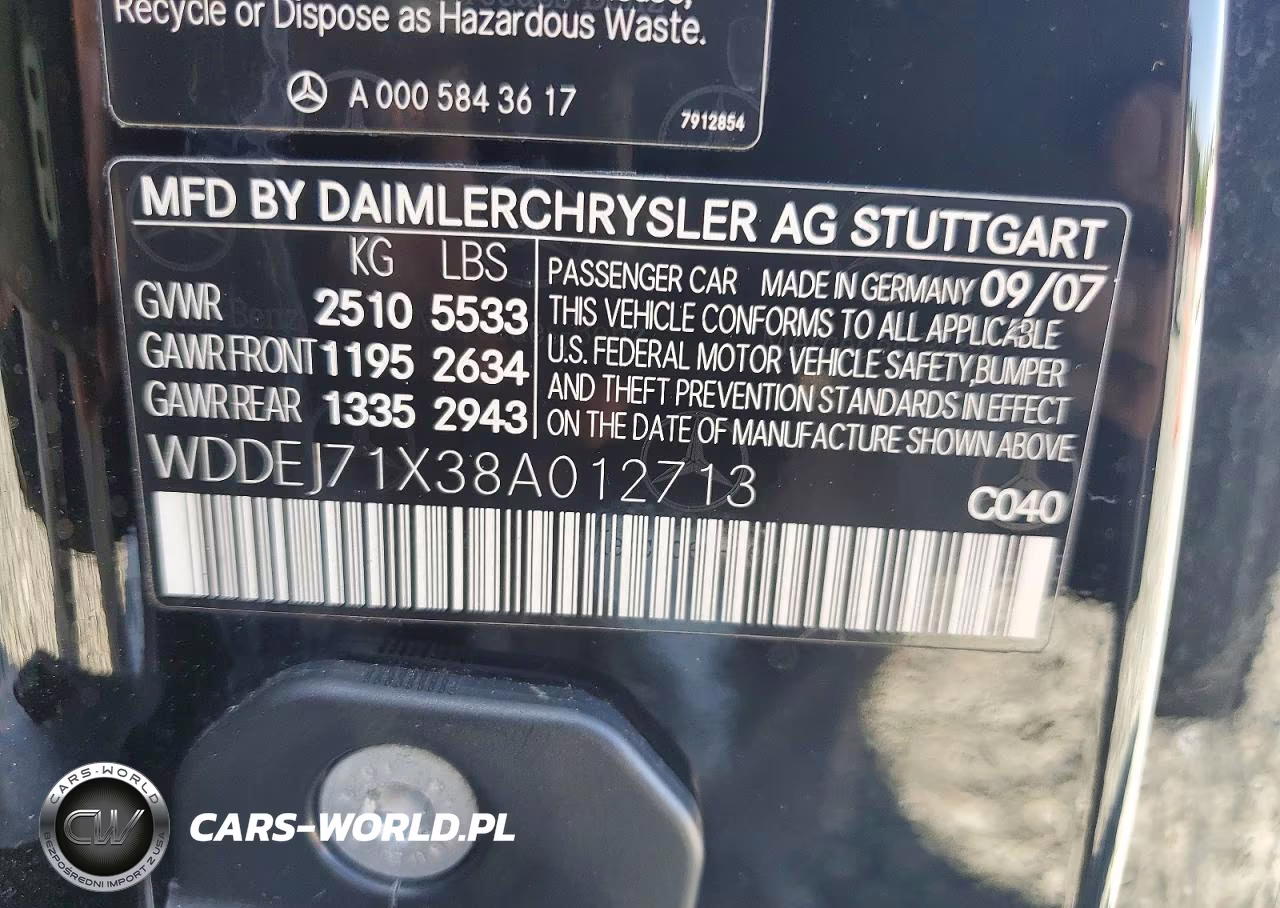 2008 Mercedes-Benz Cl 550 VIN:WDDEJ71X38A012713 - 12