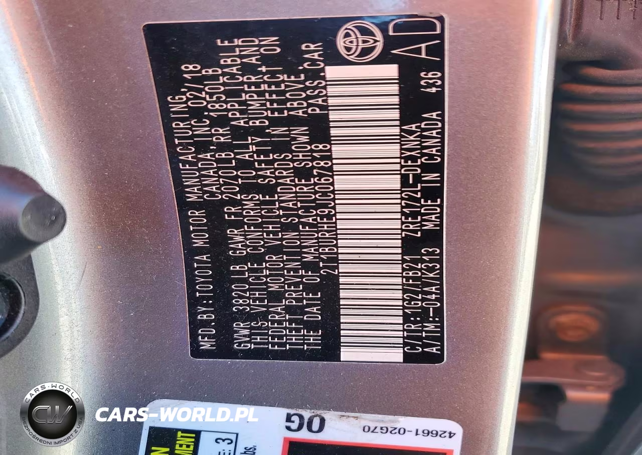 2018 Toyota Corolla Le VIN:2T1BURHE9JC067818 - 12
