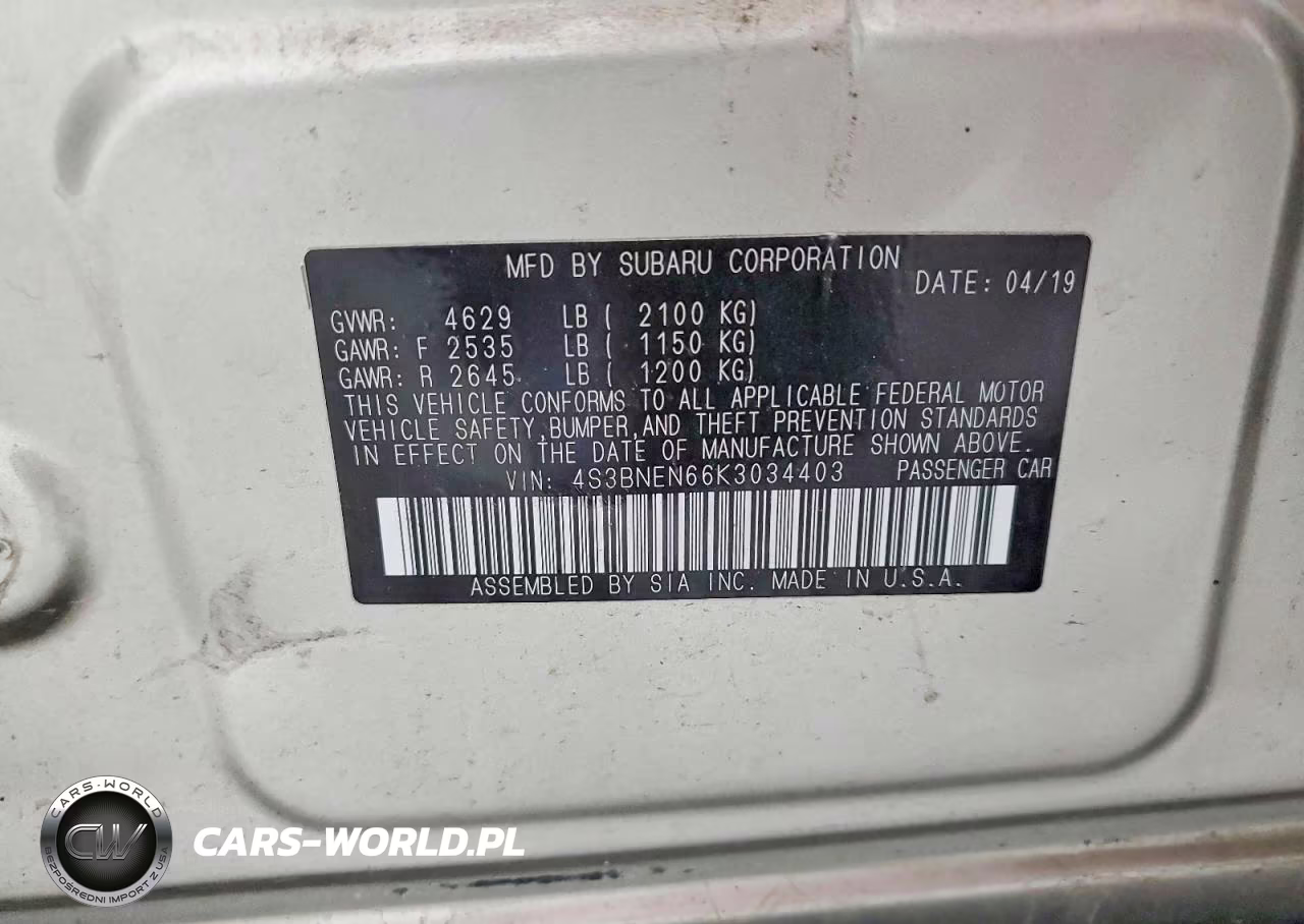 2019 Subaru Legacy 3.6R Limited VIN:4S3BNEN66K3034403 - 12