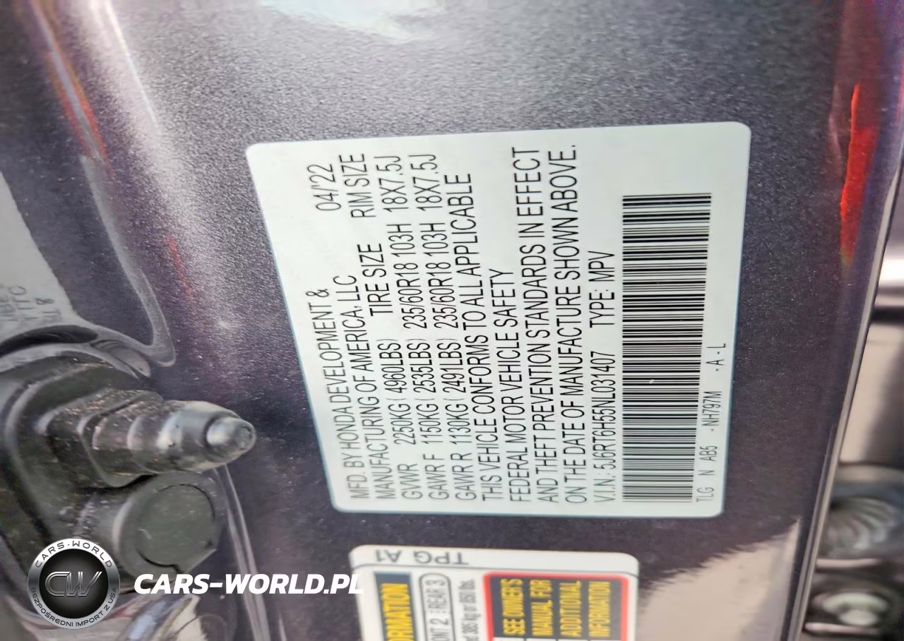 2022 Honda Cr-V Ex VIN:5J6RT6H55NL031407 - 13
