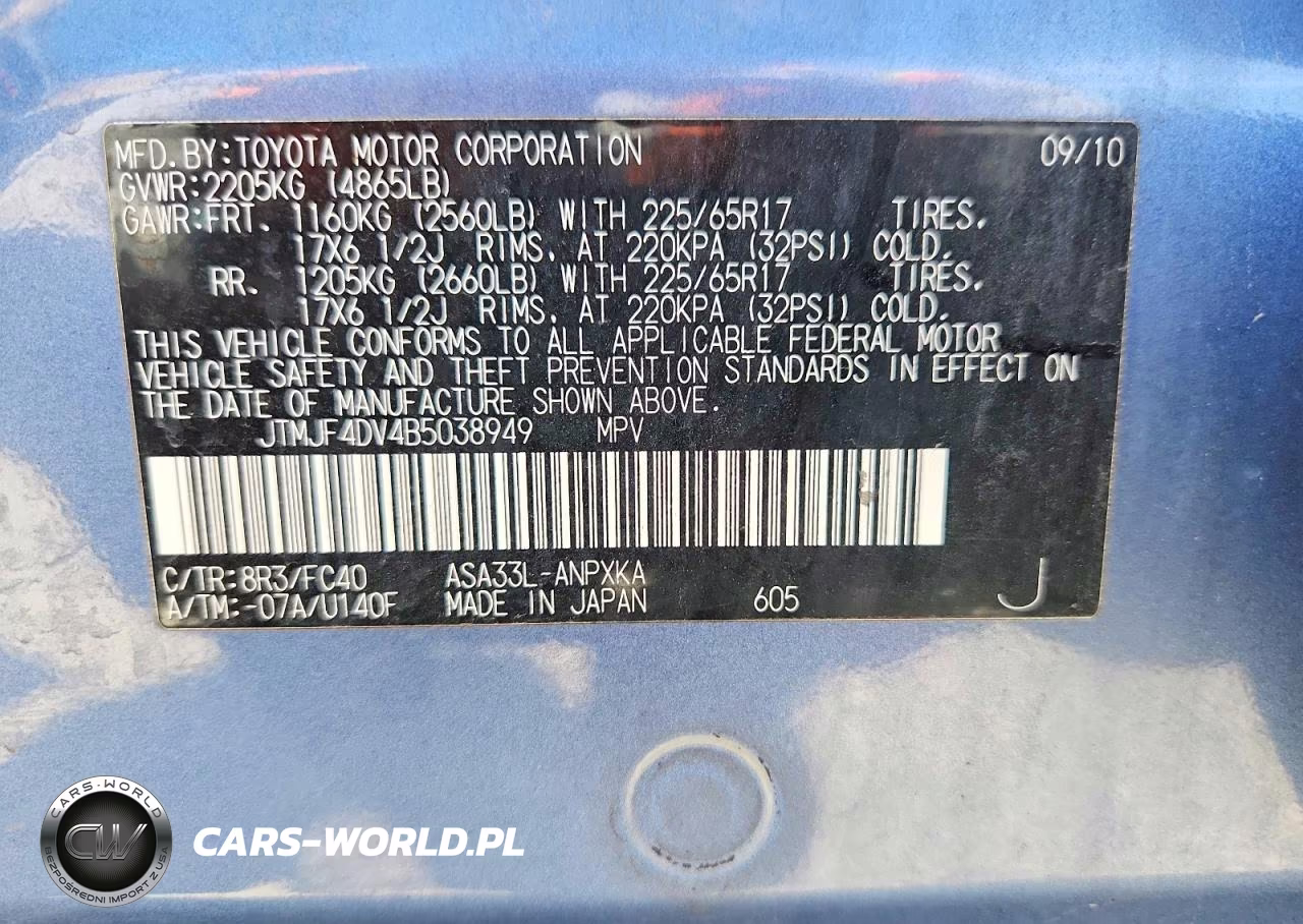 2011 Toyota Rav4 Base VIN:JTMJF4DV4B5038949 - 12