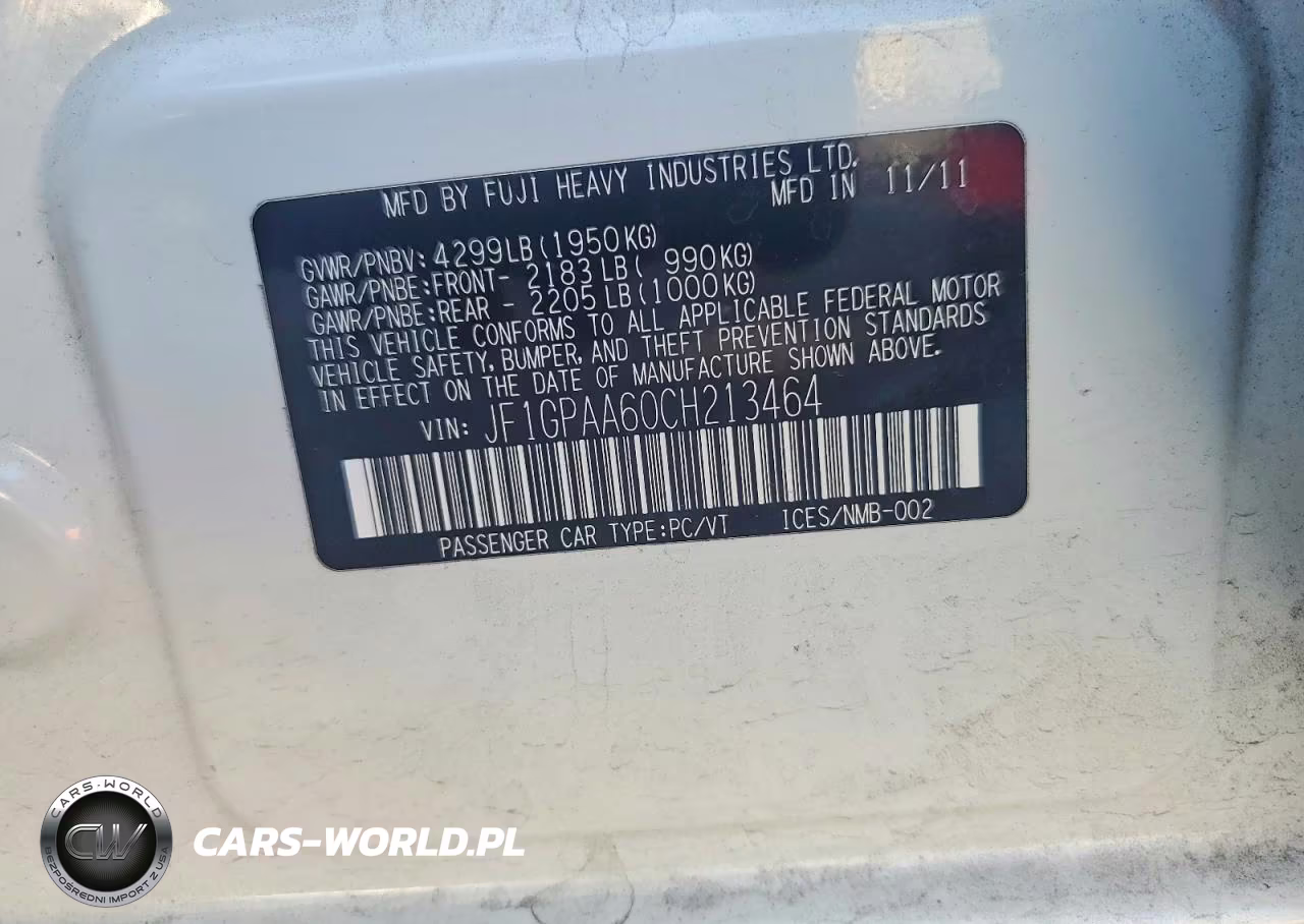 2012 Subaru Impreza VIN:JF1GPAA60CH213464 - 12