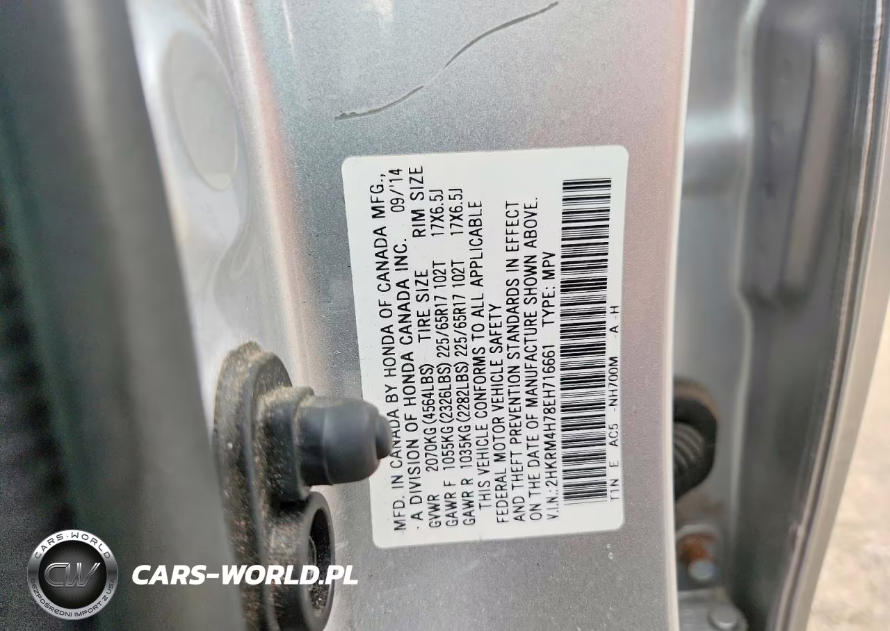2014 Honda Cr-V Exl VIN:2HKRM4H78EH716661 - 12