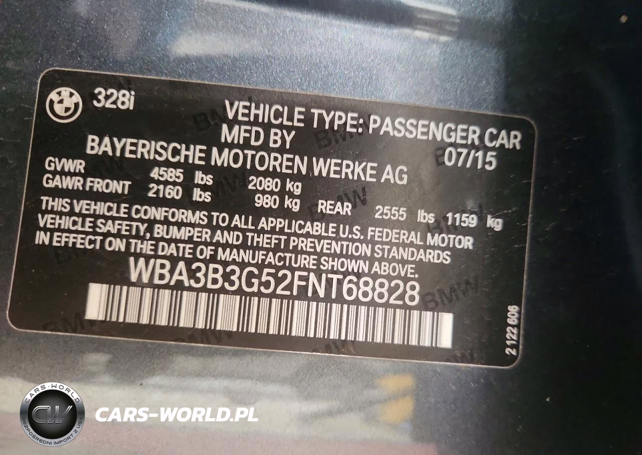 2015 BMW 328 Xi VIN:WBA3B3G52FNT68828 - 12