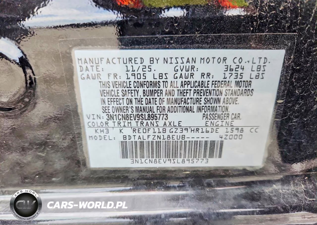 2025 Nissan Versa Sv VIN:3N1CN8EV9SL895773 - 13
