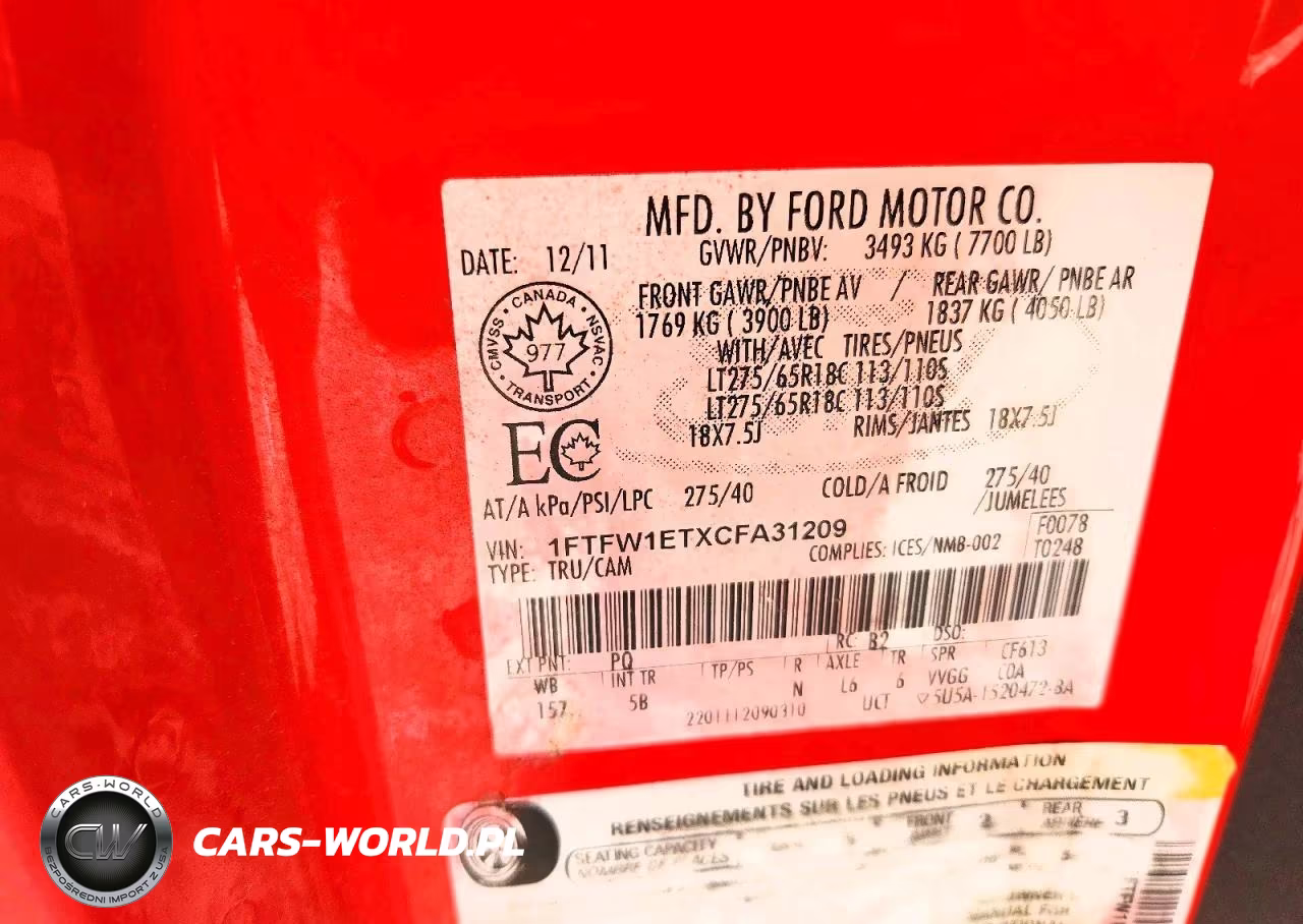 2012 Ford F150 Supercrew VIN:1FTFW1ETXCFA31209 - 12